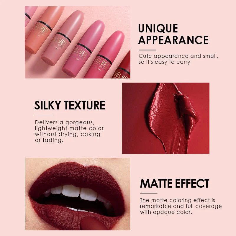 Bullet Matte Lipstick Set – Matte Finish & Waterproof Long-Lasting Lip Color